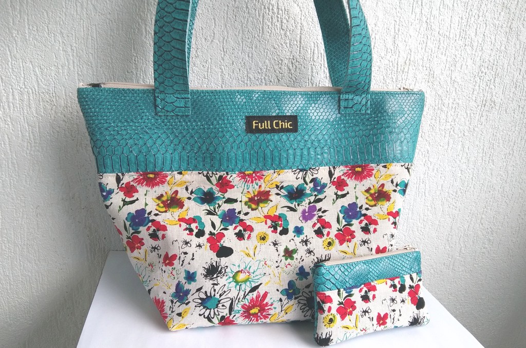 duo trapeze turquoise fleurs