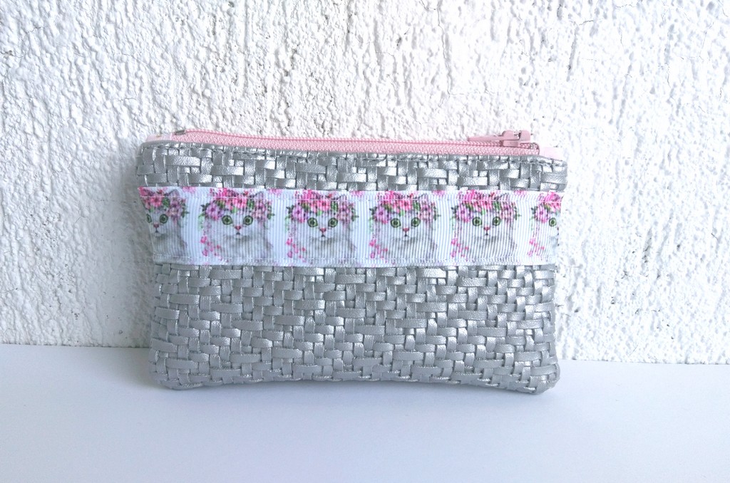 porte monnaie chat argent