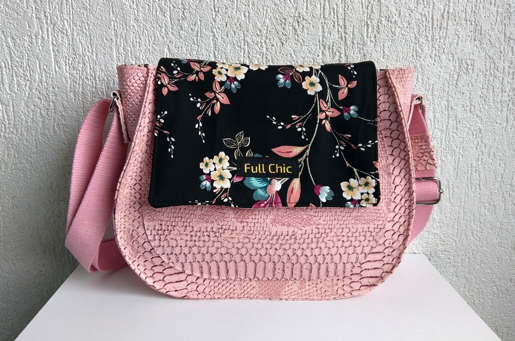 sac besace rose fleurs